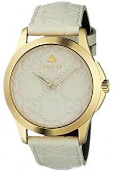 Gucci Quartz Gold-Tone and Leather Casual White Watch(Model: YA1264033)