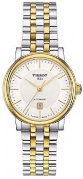 Tissot womens Carson Auto Stainless Steel Dress Watch Yellow Gold 1N14,Grey T1222072203100