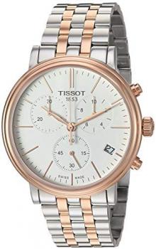 Tissot mens Carson Stainless Steel Dress Watch Grey|Rose Gold T1224172201100
