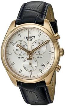 Tissot Men's T1014173603100 Stainless Steel Watch With Black Faux-Leather Band