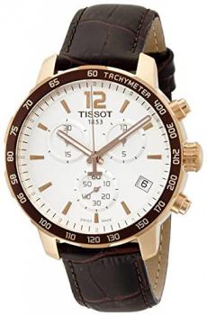 Tissot Men's T0954173603700 Rose Gold-Tone Chronograph Watch with Brown Leather Band