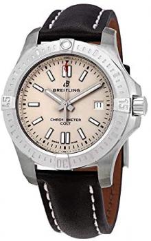 Breitling Chronomat Colt Automatic 41 Steel on Black Leather Men's Watch - A17313101G1X1
