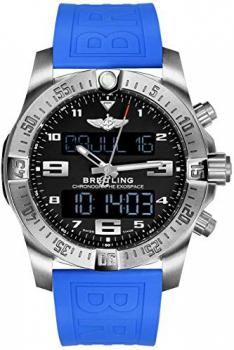 Breitling Exospace B55 Titanium Mens Watch on Blue TwinPro Rubber Strap EB5510H1/BE79-235S