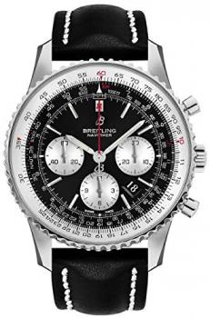Breitling Navitimer 1 B01 Chronograph 46 Steel Men's Watch on Black Leather Strap AB0127211B1X1
