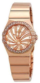 Omega Constellation 18kt Rose Gold Mother of Pearl Diamond Dial Ladies Watch 123.55.27.60.55.013