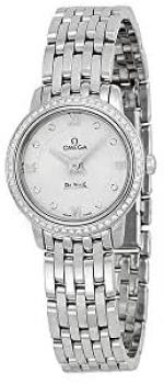 Omega DeVille Prestige Silver Diamond Dial Stainless Steel Ladies Watch
