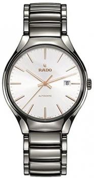 Rado Men's True 40mm Grey Ceramic Band &amp; Case Sapphire Crystal Automatic Silver-Tone Dial Watch R27057112
