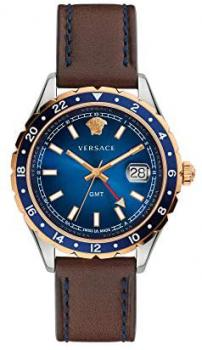 Versace Hellenyium Blue Dial Mens Leather Watch V11080017