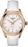 Tissot PR100 T101.210.36.031.01 Women's Watch White Leather band Rose Gold Stain...