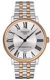 Tissot mens Carson Auto Stainless Steel Dress Watch Rose Gold 5N,Grey T1224072203300