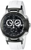 Tissot Men's T0484172705705 T-Race Black Chronograph Watch with White Rubber Strap
