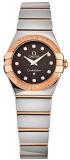 Omega Constellation Brown &quot;Griffes&quot; Style Dial 18K Rose Gold Bezel Stainless Steel Ladies Watch 12320246063002