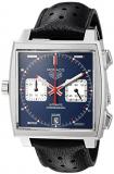 TAG Heuer Men's 'Monaco' Swiss Automatic Stainless Steel and Leather Dress Watch, Color:Black (Model: CAW211P.FC6356)