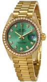 Rolex Lady-Datejust Mint Green Dial 18 Carat Yellow Gold President Watch 279138GNDP