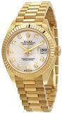 Rolex Lady Datejust Silver Diamond Dial Automatic 18 Carat Yellow Gold President Watch 279178