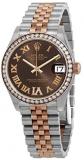 Rolex Datejust Chocolate Roman Dial Automatic Ladies Steel and Everose Gold Jubilee Watch 278381CHRDJ