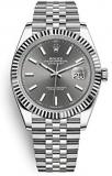 ROLEX DATEJUST 41 STEEL AND WHITE GOLD RHODIUM STICK DIAL JUBILEE BRACELET 41MM