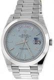 Rolex Daydate 40MM Platinum President 228206 Ice Blue Motif Dial &amp; Smooth Bezel (Certified Pre-Owned)
