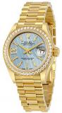 Rolex Lady-Datejust 28 Cornflower Blue Dial 18K Yellow Gold President Automatic Ladies Watch 279138BLSRDP
