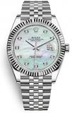 ROLEX DATEJUST 41 STEEL AND WHITE GOLD MOTHER OF PEARL DIAMOND DIAL JUBILEE BRACELET 41MM