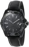 TAG Heuer Men's '300 Aquaracer' Swiss Automatic Stainless Steel and Canvas Dress Watch, Color:Black (Model: WAY218B.FC6364)