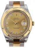 Rolex Datejust II 41mm Champagne Diamonds Dial Stainless Steel and Gold Men's Wa...