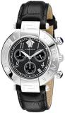 Versace Women's Q5C99D009 S009 New Reve Stainless Steel Watch with Black Leather Band