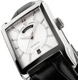 Maurice Lacroix Pontos Rectangulaire Day Date Automatic Silver Dial Black Leather Watch PT6237-SS001-13E
