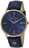 Maurice Lacroix Men's Eliros Yellow Gold Quartz Watch with Leather Calfskin Strap, Blue, 20 (Model: EL1118-PVP01-411-1)