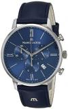 Maurice Lacroix Men's Eliros Stainless Steel Quartz Watch with Leather Calfskin Strap, Blue, 24 (Model: EL1098-SS001-410-1)