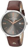 Maurice Lacroix Men's Eliros Stainless Steel Quartz Watch with Leather Calfskin Strap, Brown, 19.5 (Model: EL1118-SS001-311-1)