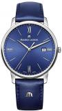 Maurice Lacroix Men's Eliros Stainless Steel Quartz Watch with Leather Strap, Blue, 20 (Model: EL1118-SS001-410-1)