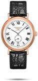 Longines Presence Rose Gold, White Dial with Roman Numbers, Black Leather L4.905.1.11.2