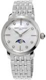 Frederique Constant Women's FC-206MPWD1S6B Slimline Ladies Moonphase Analog Display Swiss Quartz Silver Watch