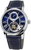 Frederique Constant Men's Heart Beat Manufacture Stainless Steel Automatic-self-Wind Watch with Leather-Alligator Strap, Blue, 22 (Model: FC-941NS4H6)