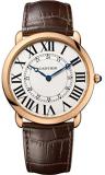 Cartier Ronde Louis Silver Dial 18k Rose Gold Brown Leather Automatic Mens Watch W6801004