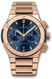Hublot Classic Fusion Chronograph 45mm Mens Watch Rose Gold Blue Dial