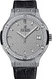 Hublot Classic Fusion Diamond Dial Black Leather Titanium Case Automatic Watch 565.NX.9010.LR.1704