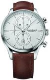 Louis Erard Men's Heritage Collection Silver Dial Chrono 78289AA21 Watch Brown Veal Leather Strap
