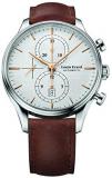 Louis Erard Men's Heritage Collection Silver Dial Chrono 78289AA31 Watch Brown Veal Leather Strap