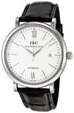 IWC Men's Stainless Steel Quartz Watch with Pig Skin Leather Strap, Black (Model: IW356501)