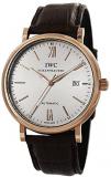 IWC Portofino Silver Dial 18kt Rose Gold Case Brown Leather Strap Automatic Mens Watch 3565-04