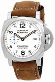 Panerai Men's Stainless Steel Swiss Automatic Watch with Silicone Strap, Brown (Model: PAM01499)