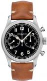 Montblanc Men's 1858 42mm Cognac Leather Band Steel Case Automatic Black Dial Analog Watch 117836
