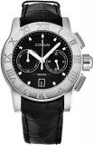 Corum Romulus Men Stainless Steel Automatic Chronograph Watch - 43mm Black Face with Luminous Hands, Date and Sapphire Crystal - Black Leather Strap Swiss Made Classic Mens Watch R984/03549