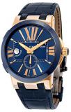 Ulysse Nardin Dual Time Men&#39;s Blue Leather Strap Rose Gold Automatic Watch 246-00-5/43