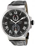 Ulysse Nardin Marine Chronometer Automatic Black Dial Black Leather Mens Watch 1183-122-42-V2