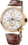 Ulysse Nardin Marine Chronometer Silver Dial Brown Leather Mens Watch 1185-122-41