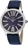 GV2 by Gevril Women Siena Stainless Steel Swiss Quartz Watch with Leather Strap, Blue, 18 (Model: 11722.2)