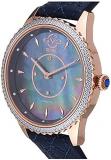 GV2 by Gevril Women's Siena Stainless Steel Quartz Dress Watch with Leather Strap, Blue, 18 (Model: 11705-S1)